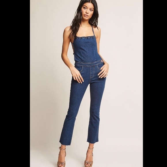 NWOT Forever21 Denim Cami Overalls / Jumpsuit - Picture 1 of 9